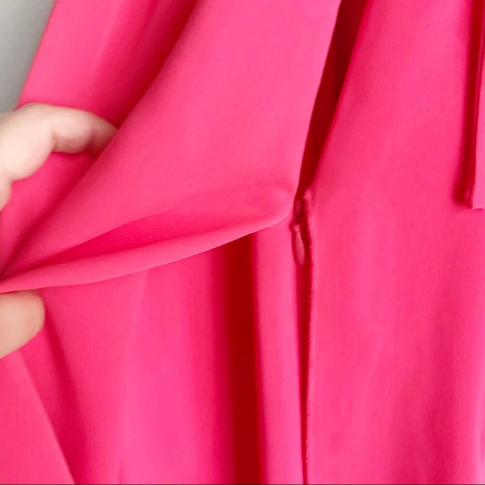 Trina Turk True Love Ruffle Halter Dress Cosmic Pink Strappy Sleeves NEW Large L - Picture 10 of 14